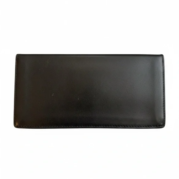 Dunhill Black Leather Bifold Wallet with Gold Details